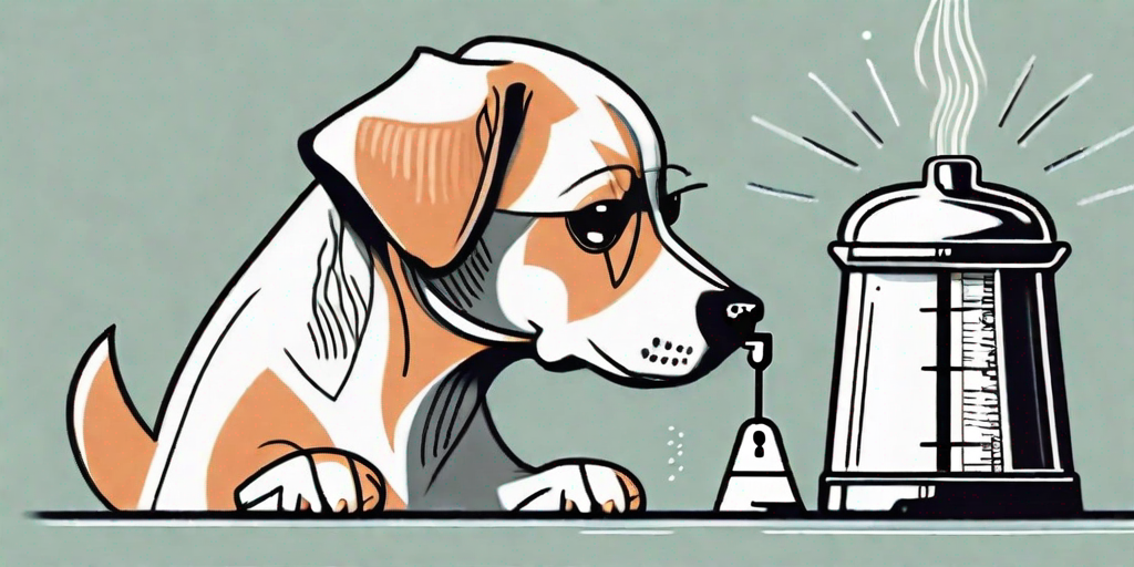 A curious dog sniffing a salt shaker